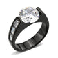 TK3781 - IP Black (Ion Plating) Stainless Steel Ring with AAA Grade CZ in Clear-0