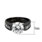 TK3781 - IP Black (Ion Plating) Stainless Steel Ring with AAA Grade CZ in Clear-1