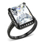TK3794 - IP Black (Ion Plating) Stainless Steel Ring with AAA Grade CZ in Clear-0