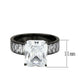TK3795 - IP Black (Ion Plating) Stainless Steel Ring with AAA Grade CZ in Clear-1