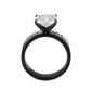 TK3795 - IP Black (Ion Plating) Stainless Steel Ring with AAA Grade CZ in Clear-2