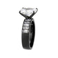 TK3795 - IP Black (Ion Plating) Stainless Steel Ring with AAA Grade CZ in Clear-3