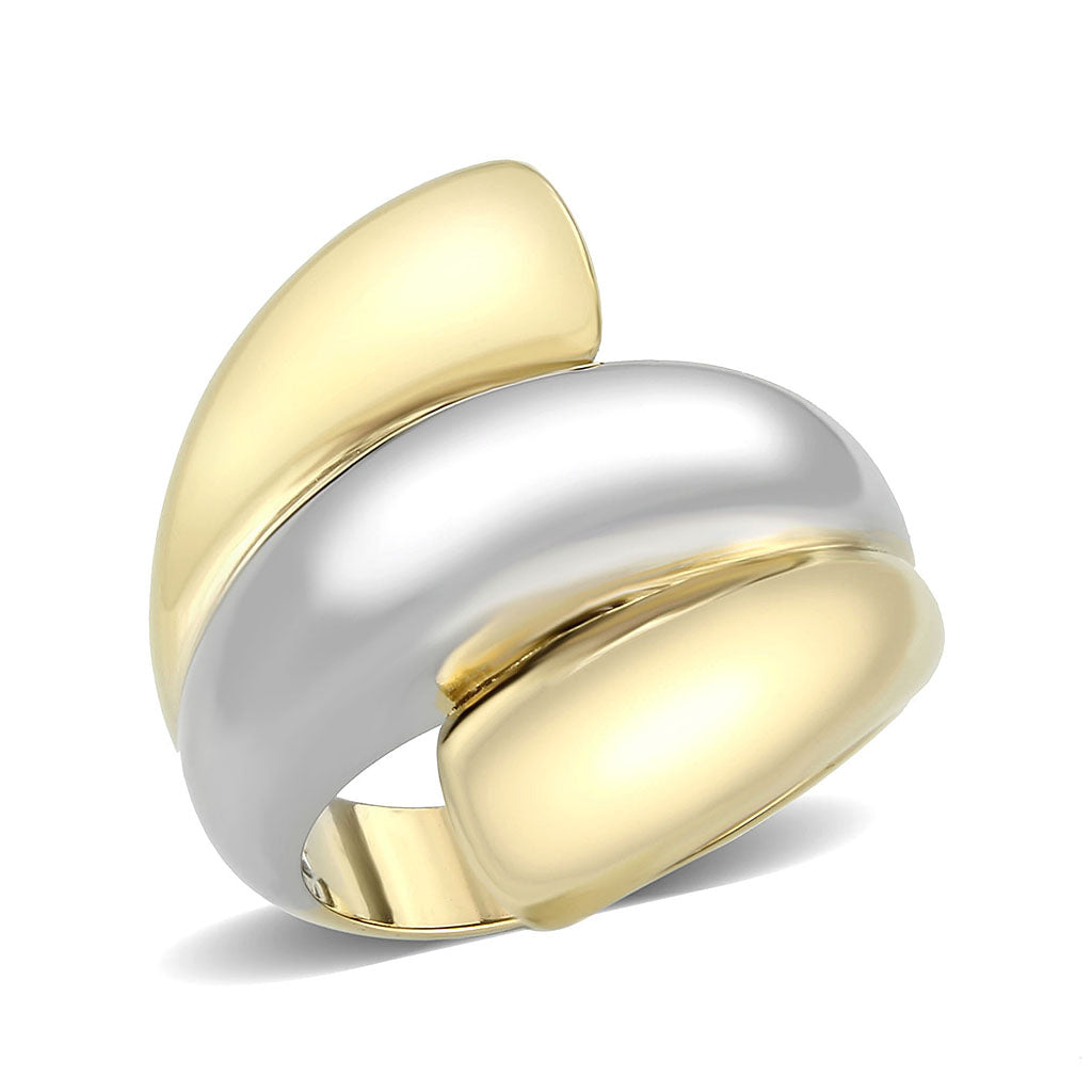 TK3796 - Two Tone IP Gold (Ion Plating) Stainless Steel Ring with NoStone in No Stone-0