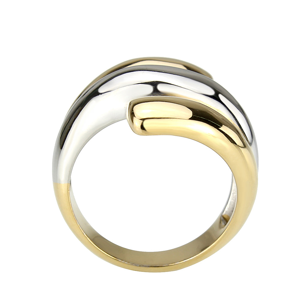 TK3796 - Two Tone IP Gold (Ion Plating) Stainless Steel Ring with NoStone in No Stone-2