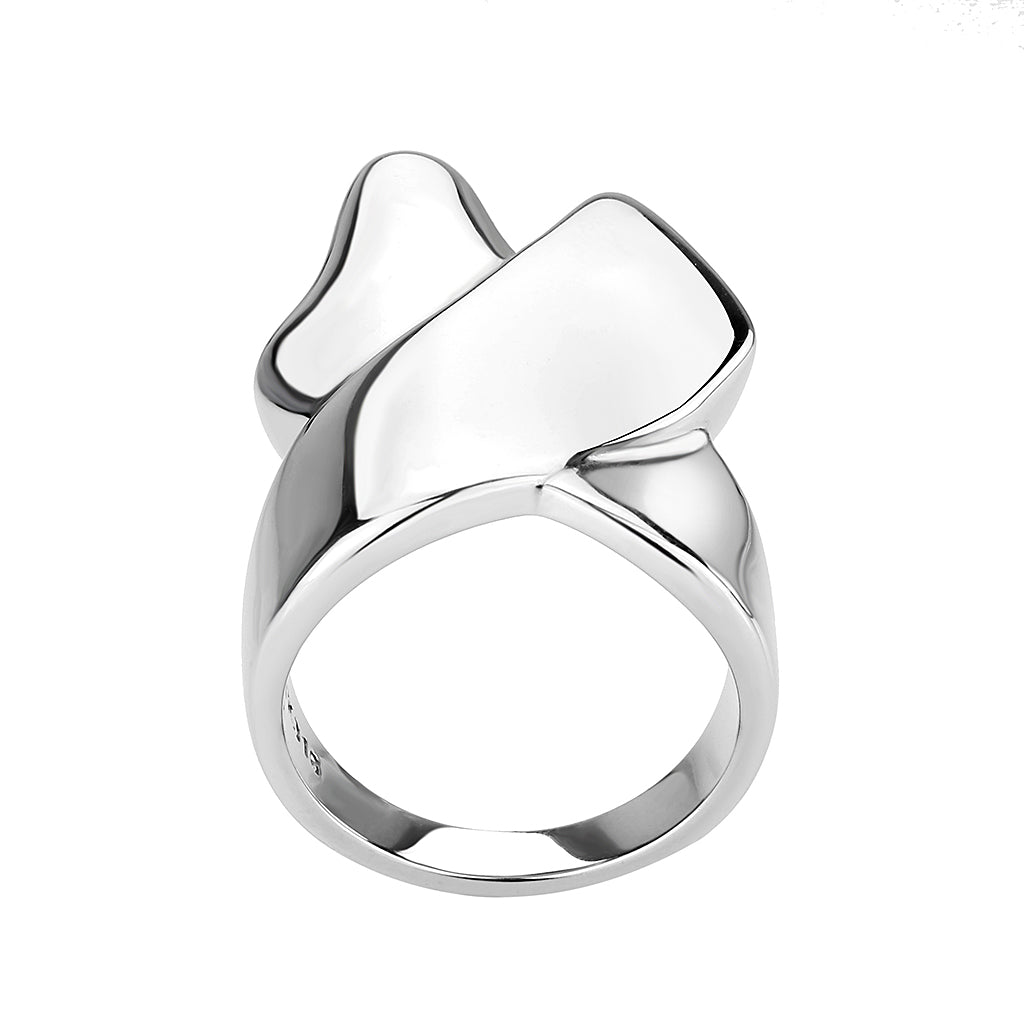 TK3798 - High polished (no plating) Stainless Steel Ring with NoStone in No Stone-2