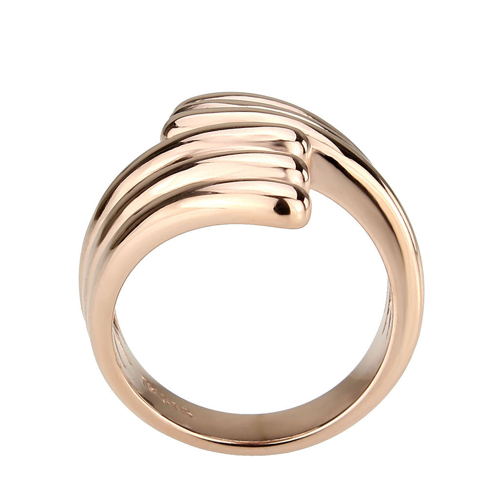 TK3800 - IP Rose Gold(Ion Plating) Stainless Steel Ring with NoStone in No Stone-2