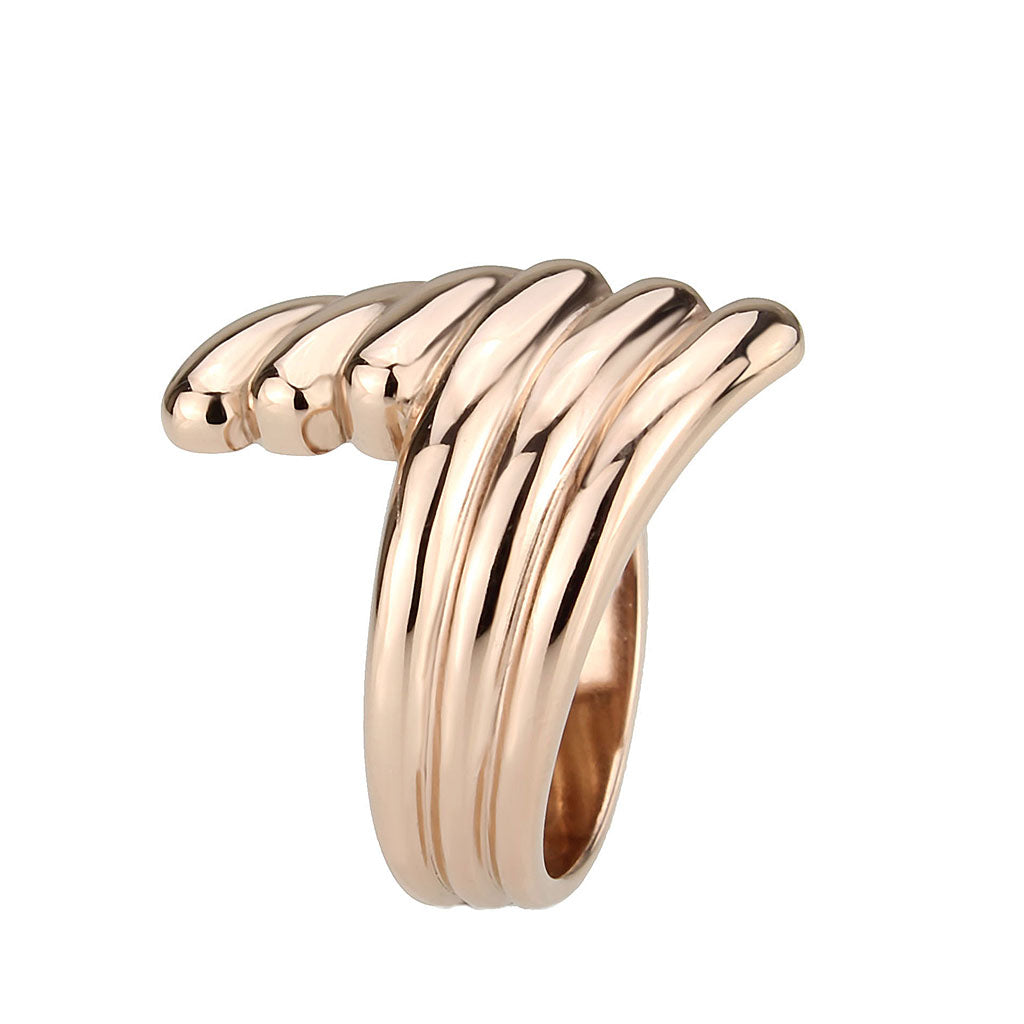 TK3800 - IP Rose Gold(Ion Plating) Stainless Steel Ring with NoStone in No Stone-3