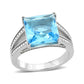 TK3807 - High polished (no plating) Stainless Steel Ring with Synthetic in SeaBlue-0