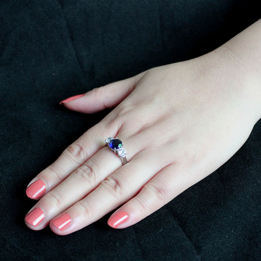 TK3808 - High polished (no plating) Stainless Steel Ring with Synthetic in Montana-4