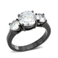 TK3809 - IP Black (Ion Plating) Stainless Steel Ring with AAA Grade CZ in Clear-0