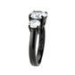 TK3809 - IP Black (Ion Plating) Stainless Steel Ring with AAA Grade CZ in Clear-3