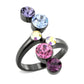 TK3810 - IP Black (Ion Plating) Stainless Steel Ring with Top Grade Crystal in MultiColor-0