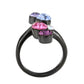 TK3810 - IP Black (Ion Plating) Stainless Steel Ring with Top Grade Crystal in MultiColor-2