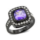 TK3811 - IP Black (Ion Plating) Stainless Steel Ring with AAA Grade CZ in Amethyst-0