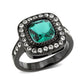 TK3812 - IP Black (Ion Plating) Stainless Steel Ring with Synthetic in Blue Zircon-0