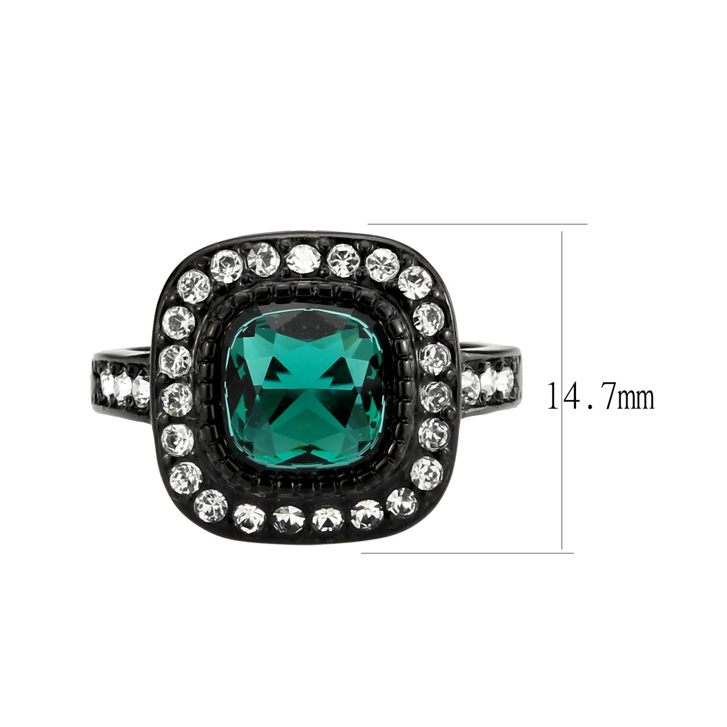 TK3812 - IP Black (Ion Plating) Stainless Steel Ring with Synthetic in Blue Zircon-1
