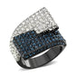 TK3815 - Two Tone IP Black (Ion Plating) Stainless Steel Ring with Top Grade Crystal in MultiColor-0