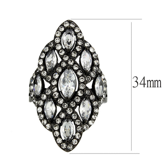 TK3816 - IP Black (Ion Plating) Stainless Steel Ring with AAA Grade CZ in Clear-1