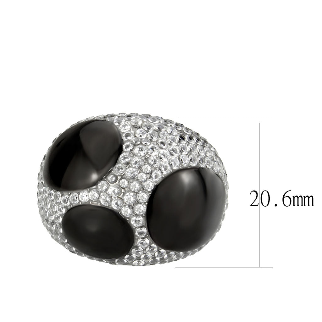 TK3818 - Two Tone IP Black (Ion Plating) Stainless Steel Ring with AAA Grade CZ in Clear-1