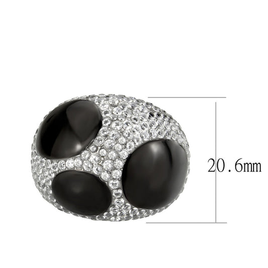 TK3818 - Two Tone IP Black (Ion Plating) Stainless Steel Ring with AAA Grade CZ in Clear-1