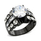 TK3820 - IP Black (Ion Plating) Stainless Steel Ring with AAA Grade CZ in Clear-0