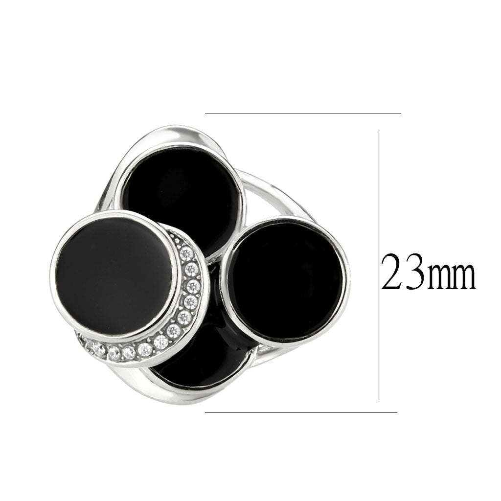 TK3821 - High polished (no plating) Stainless Steel Ring with AAA Grade CZ in Clear-1