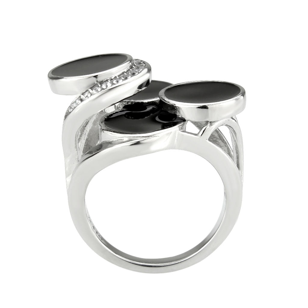 TK3821 - High polished (no plating) Stainless Steel Ring with AAA Grade CZ in Clear-3