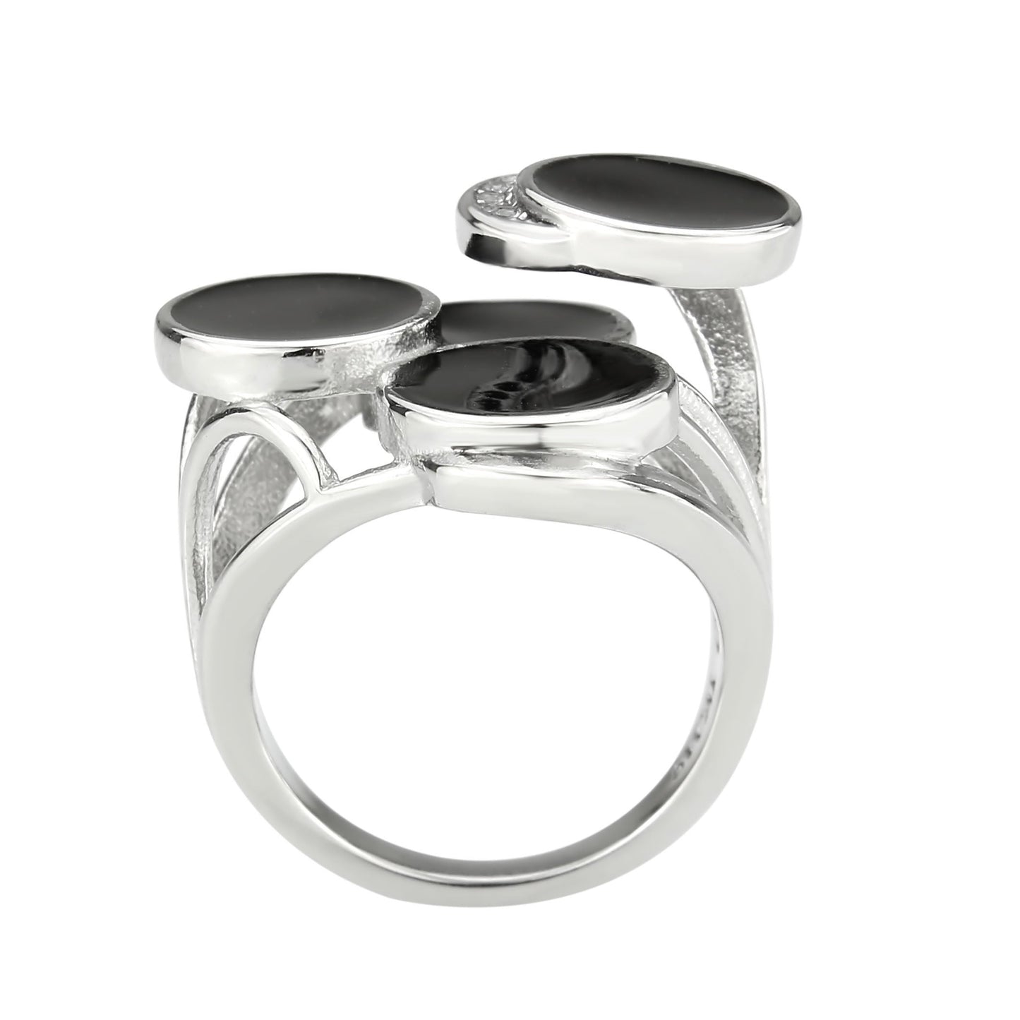 TK3821 - High polished (no plating) Stainless Steel Ring with AAA Grade CZ in Clear-2