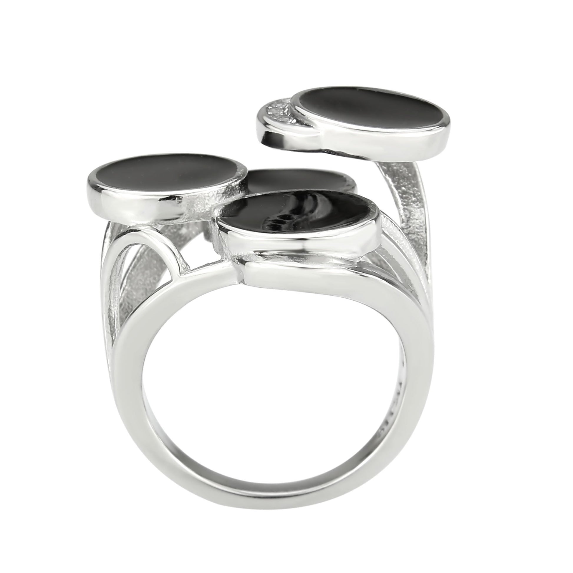 TK3821 - High polished (no plating) Stainless Steel Ring with AAA Grade CZ in Clear-2