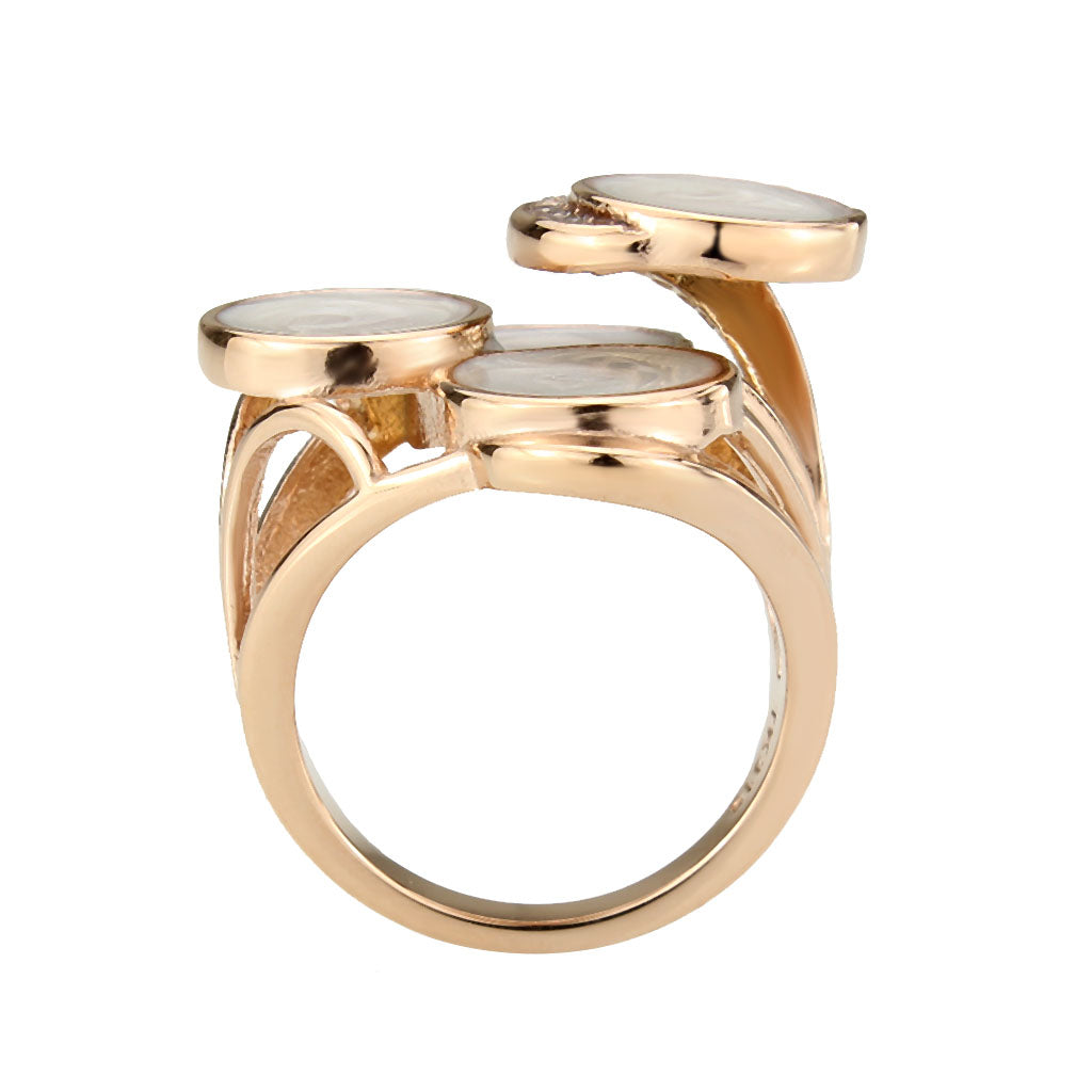 TK3822 - IP Rose Gold(Ion Plating) Stainless Steel Ring with AAA Grade CZ in Clear-3
