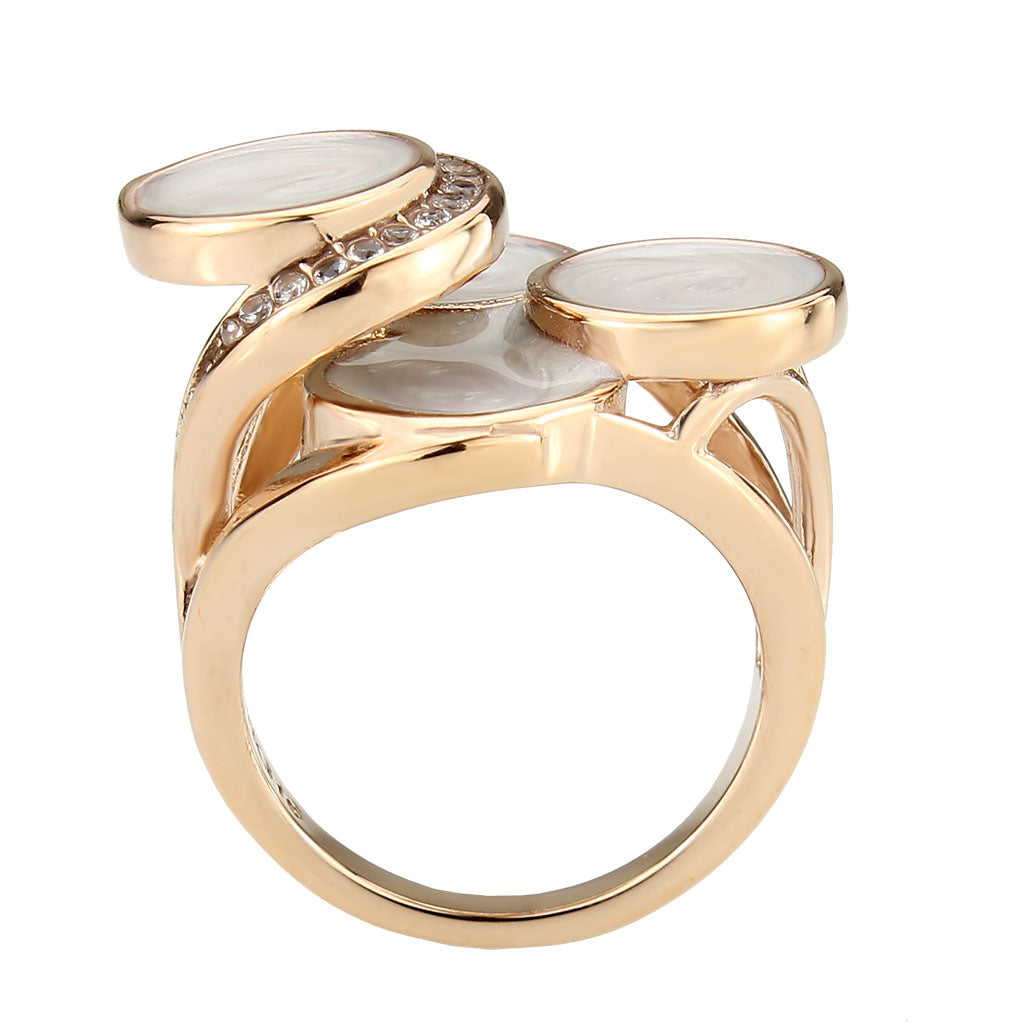 TK3822 - IP Rose Gold(Ion Plating) Stainless Steel Ring with AAA Grade CZ in Clear-2