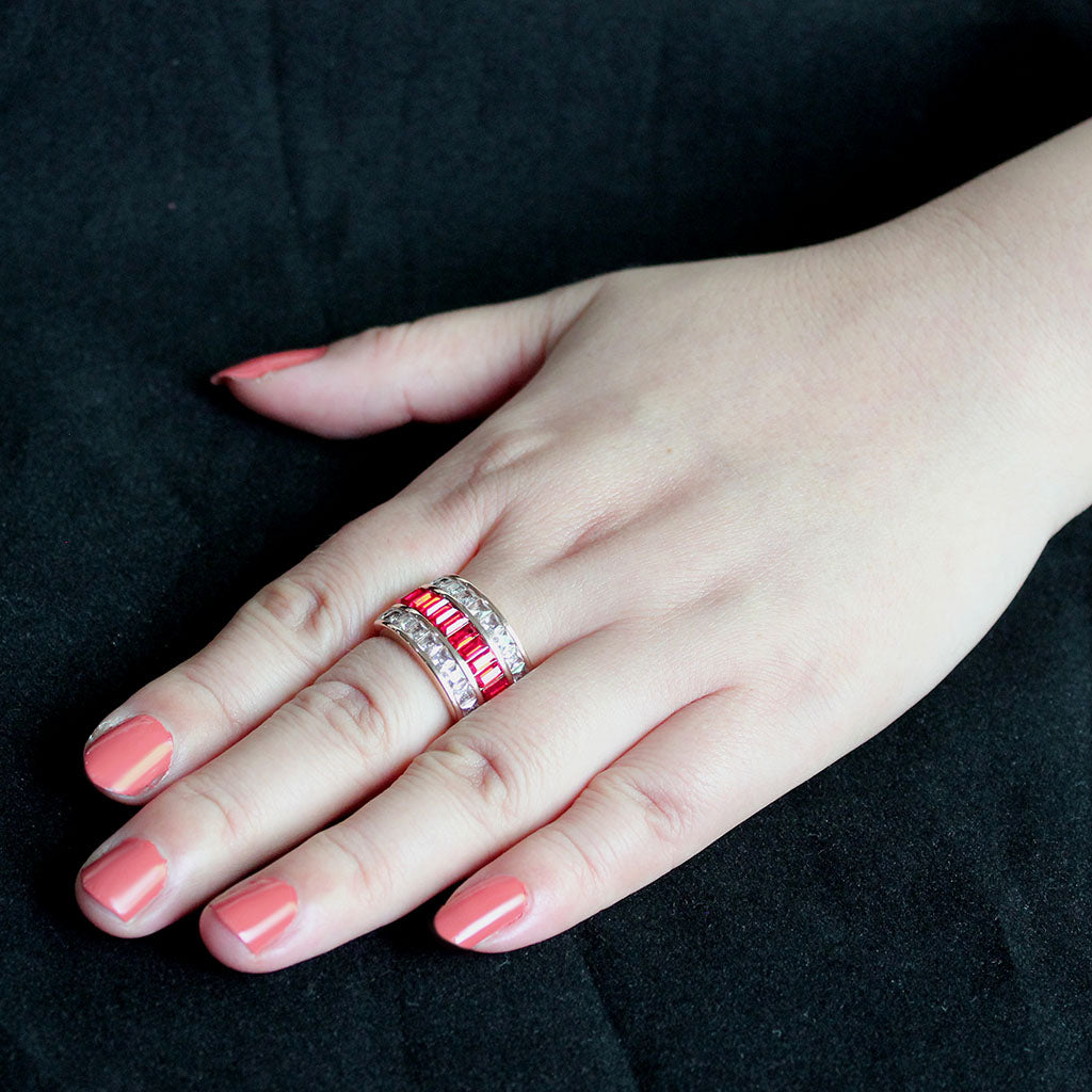 TK3823 - IP Rose Gold(Ion Plating) Stainless Steel Ring with Top Grade Crystal in Red Series-4