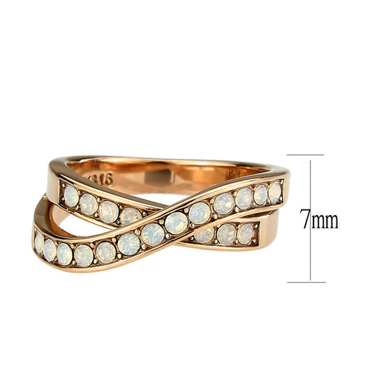 TK3828 - IP Rose Gold(Ion Plating) Stainless Steel Ring with Top Grade Crystal in Fireopal-1