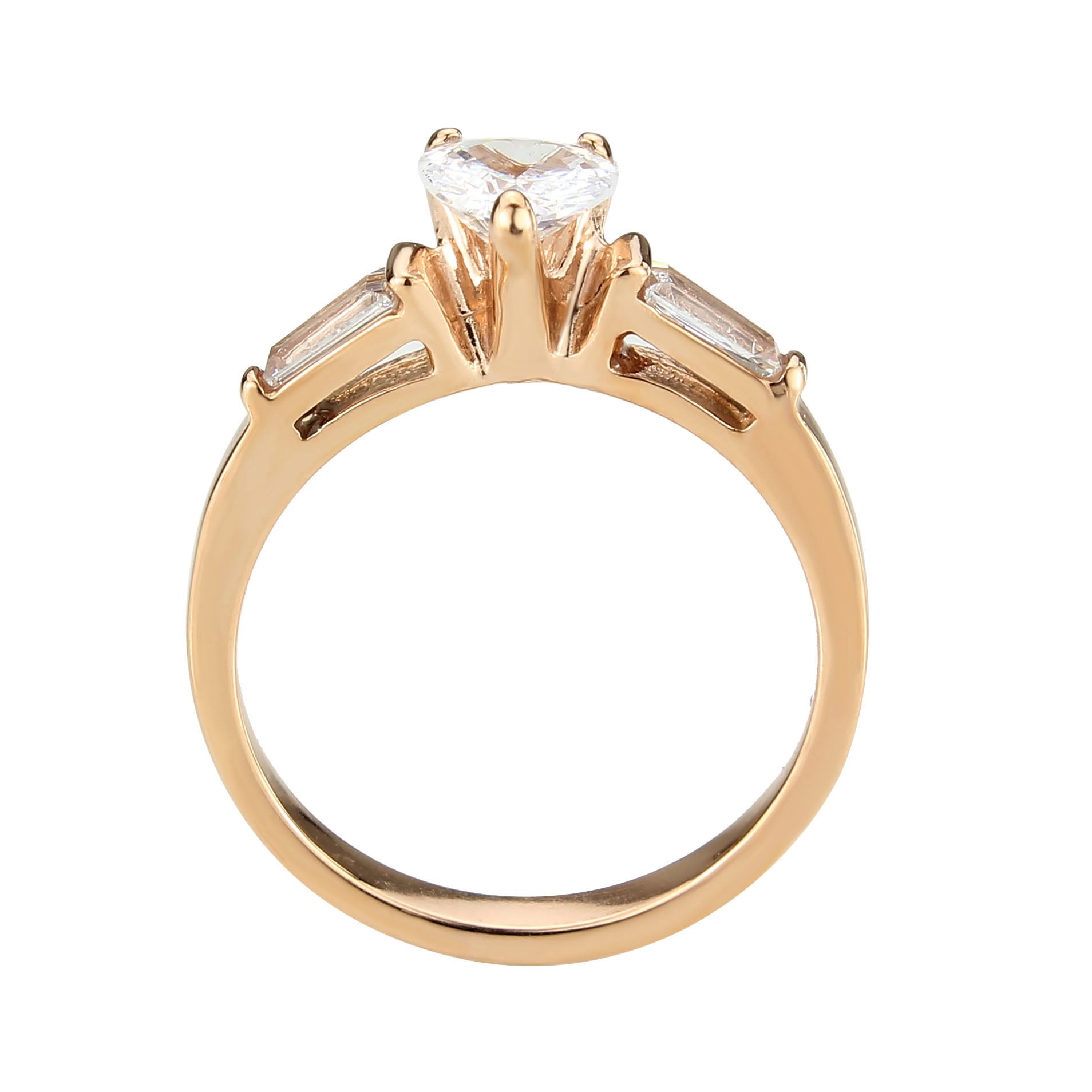 TK3829 - IP Rose Gold(Ion Plating) Stainless Steel Ring with AAA Grade CZ in Clear-1