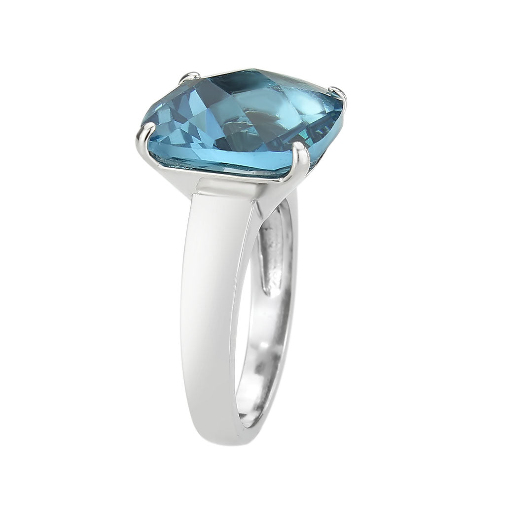 TK3830 - High polished (no plating) Stainless Steel Ring with Synthetic in SeaBlue-3