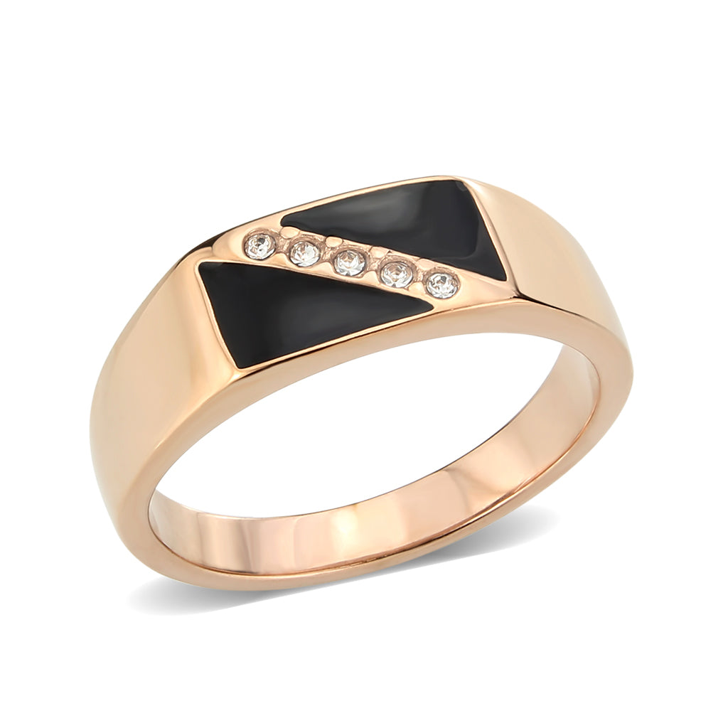 TK3831 - IP Rose Gold(Ion Plating) Stainless Steel Ring with Top Grade Crystal in Clear-0