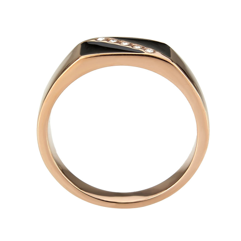 TK3831 - IP Rose Gold(Ion Plating) Stainless Steel Ring with Top Grade Crystal in Clear-2