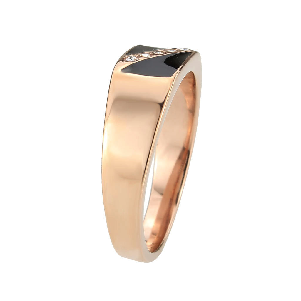 TK3831 - IP Rose Gold(Ion Plating) Stainless Steel Ring with Top Grade Crystal in Clear-3