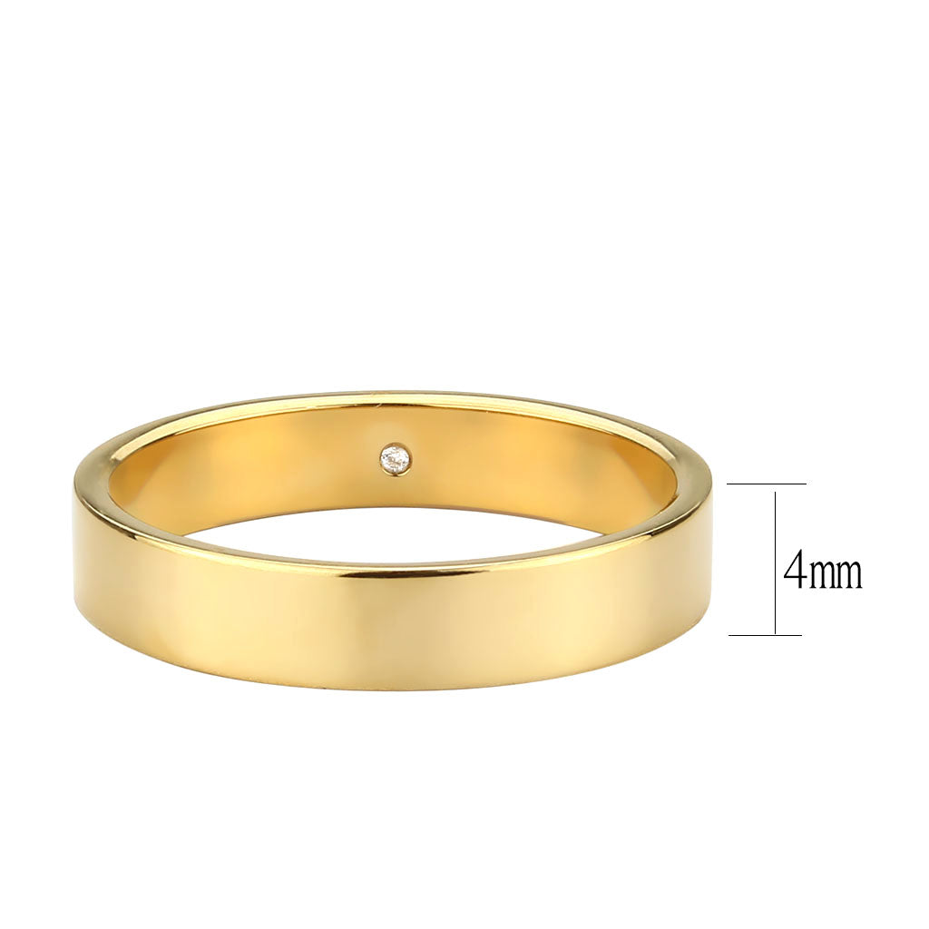 TK3832 - IP Gold Stainless Steel Ring with Top Grade Crystal in Clear-1