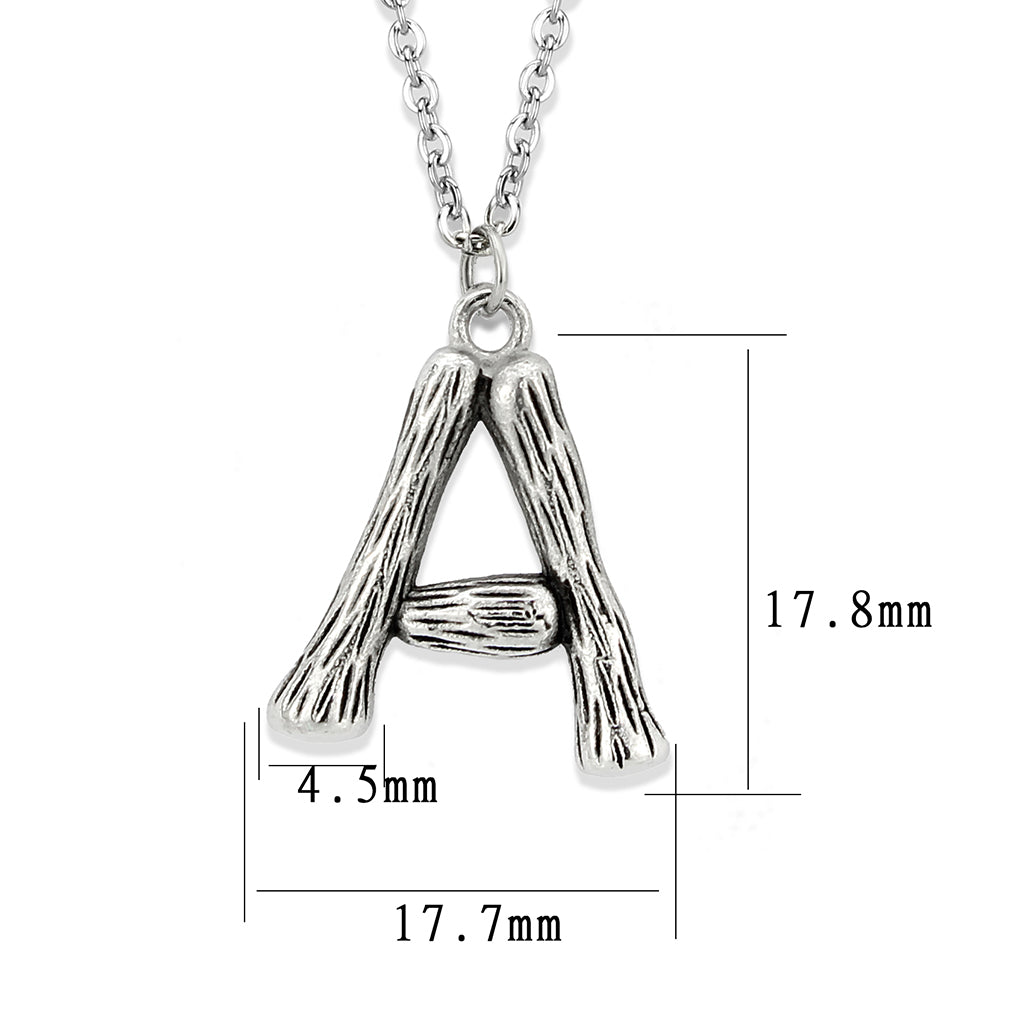TK3853A High Polished Stainless Steel Chain Initial Pendant - Letter A-2