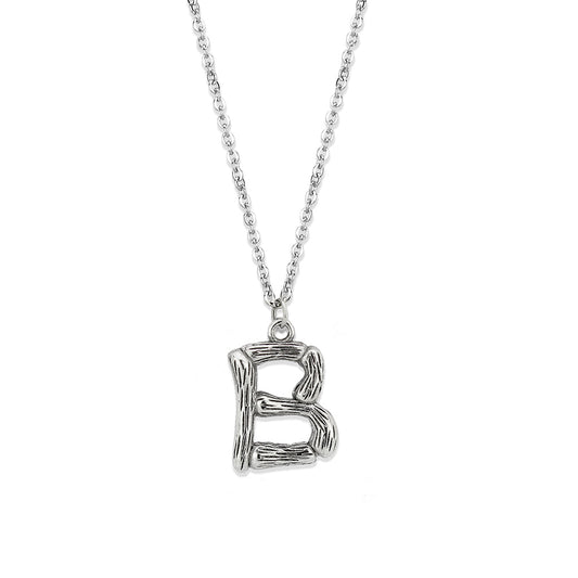 TK3853B High Polished Stainless Steel Chain Initial Pendant - Letter B-0