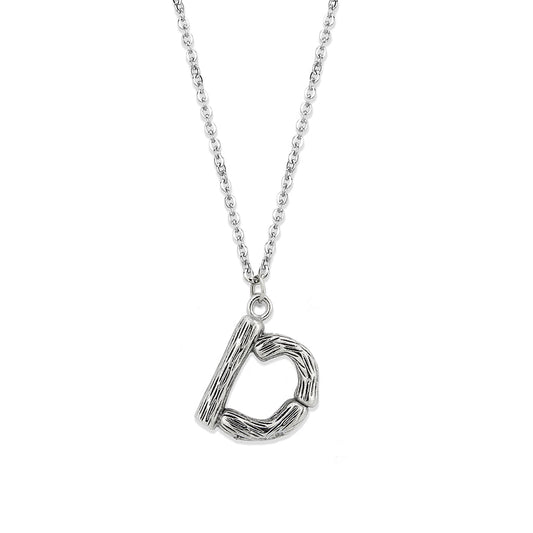TK3853D High Polished Stainless Steel Chain Initial Pendant - Letter D-0