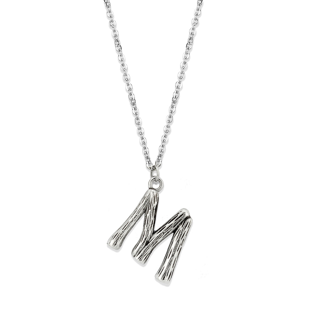 TK3853M High Polished Stainless Steel Chain Initial Pendant - Letter M-0