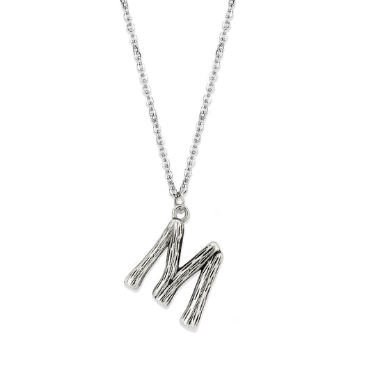 TK3853M High Polished Stainless Steel Chain Initial Pendant - Letter M-0