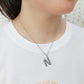 TK3853N High Polished Stainless Steel Chain Initial Pendant - Letter N-2