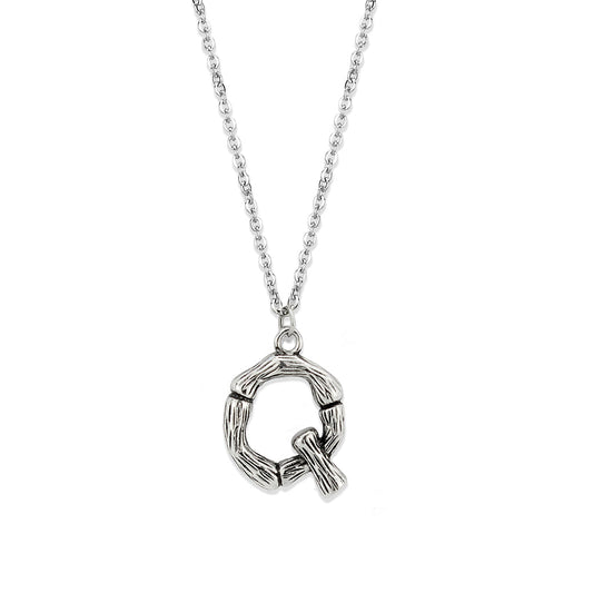 TK3853Q High Polished Stainless Steel Chain Initial Pendant - Letter Q-0