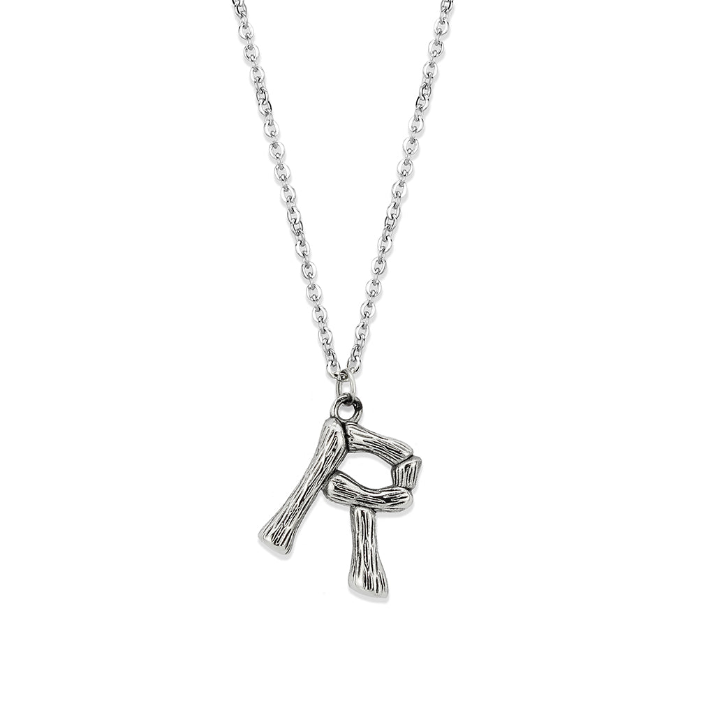 TK3853R High Polished Stainless Steel Chain Initial Pendant - Letter R-0