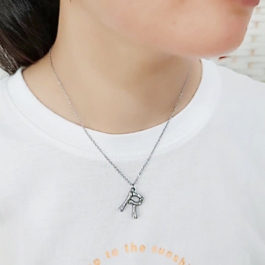 TK3853R High Polished Stainless Steel Chain Initial Pendant - Letter R-1