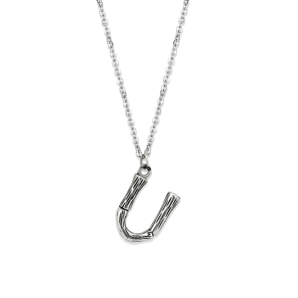 TK3853U High Polished Stainless Steel Chain Initial Pendant - Letter U-0