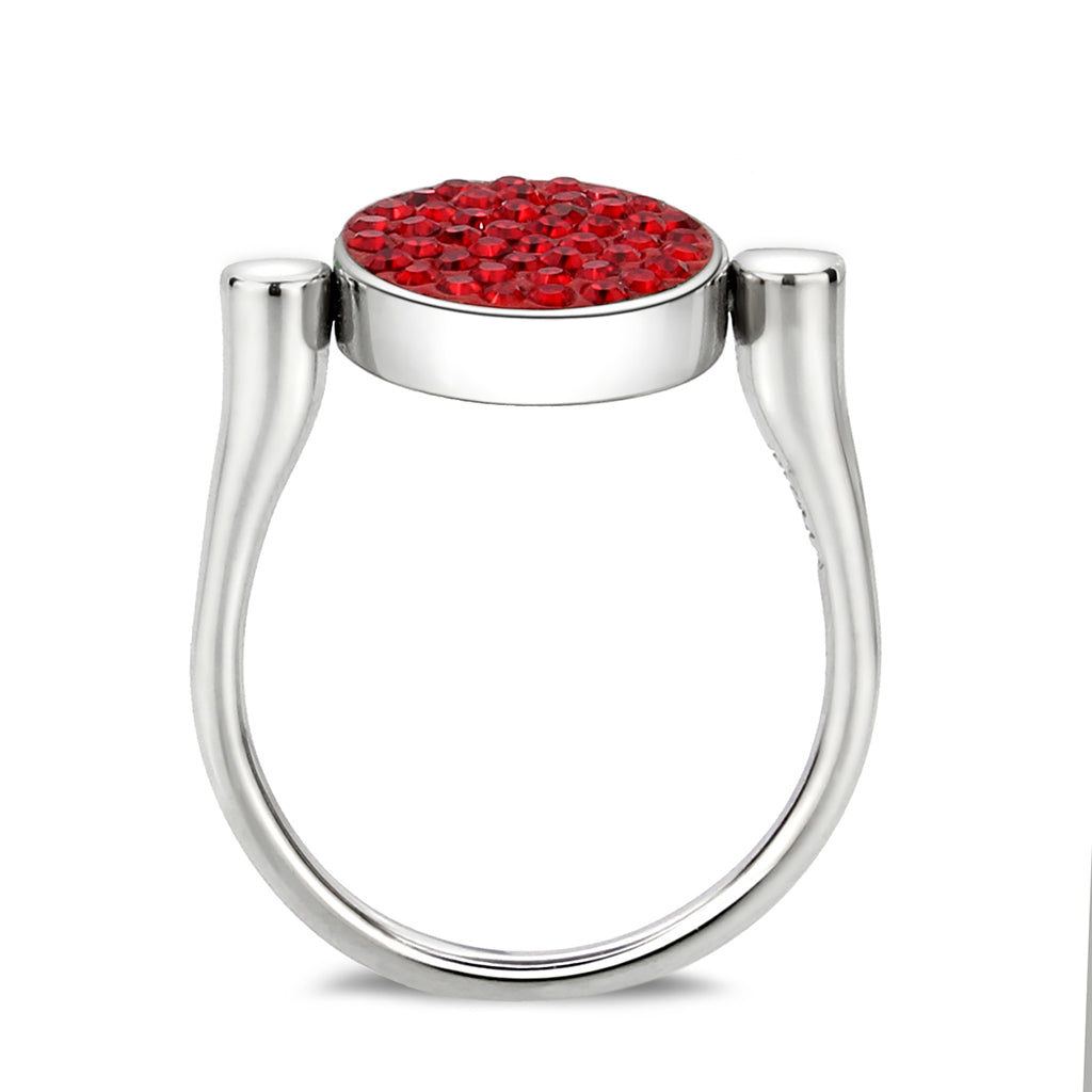 TK385401 - High polished (no plating) Stainless Steel Ring with Top Grade Crystal in Red Series-3